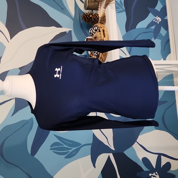 Under Armour Navy Stretchy Fitted Crew Long Sleeve Shirt Size L - Picture 1 of 6